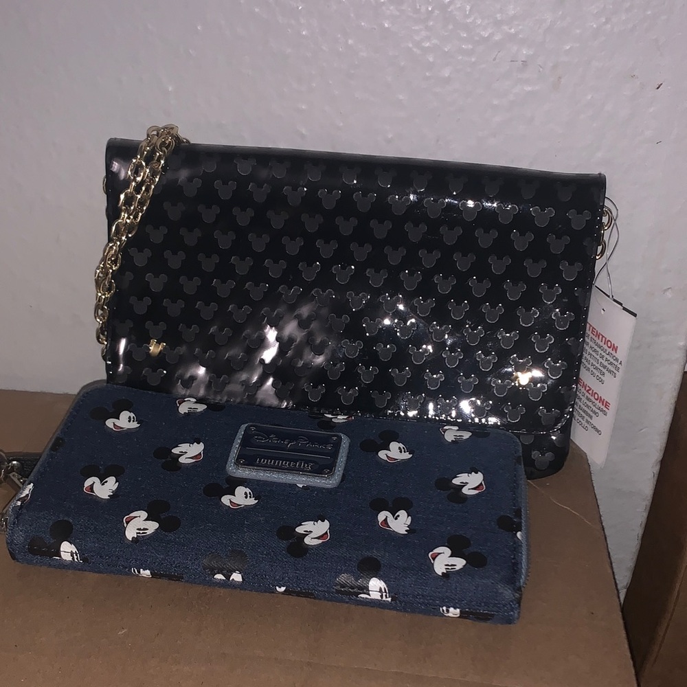Mickey Black purse and Denim Mickey Mouse Lougefly Wallet 2
